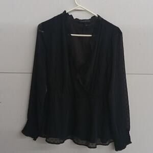EUC Lane Bryant Black Swiss Dot Top Size 14